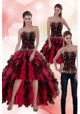 2015 Sweetheart Multi Color Detachable Prom Skirts with Beading and Ruffles