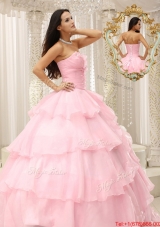 2016 Popular Beading and Ruffles Baby Pink Quinceanera Dresses