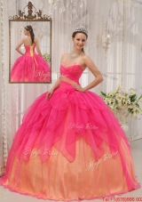 Classical Hot Pink Strapless Quinceanera Gowns with Beading