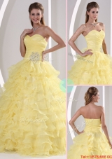 Designer Sweetheart Quinceaners Gowns with Appliques and Ruffled Layers