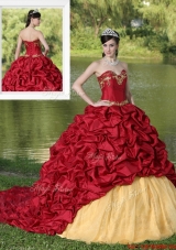 Exclusive Appliques and Pick Ups Brush Train Quinceanera Dresses