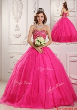 Hot Sale Hot Pink A Line Sweetheart Floor Length Quinceanera Dresses