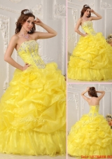 Most Popular Yellow Quinceanera Dresses with Beading and Ruffles