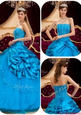 2016 Perfect Teal Quinceanera Gowns with Appliques and Beading