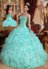 Lovely Apple Green Sweetheart Beading and Ruffles Quinceanera Dresses