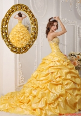 Perfect Pick Ups and Appliques Quinceanera Gowns with Court Train