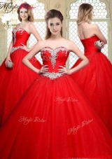Popular Sweetheart Beading Quinceanera Gowns with Brush Train