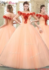 Pretty Off the Shoulder Discount Quinceanera Dresses with Hand Made Flowers