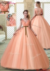 Hot Sale V Neck Discount Quinceanera Dresses with Appliques and Beading