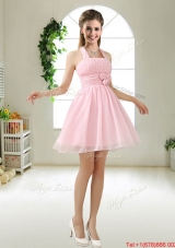 Latest Halter Top Chiffon Prom Dresses with Mini Length