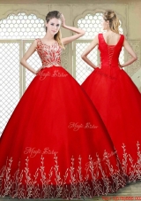 New Style Scoop Lace Up Quinceanera Gowns with Appliques