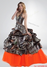 2015 Perfect Sturning Halter Top Camo Wedding Dresses with Multi Color
