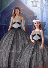 2015 Winter Classical Ball Gown Sweetheart Appliques Macthing Sister Dresses in Black