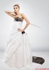 Perfect and Fashionable Strapless Hand Made Flower Camo Wedding Dresses in Multi Color
