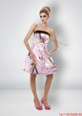 Perfect Short Strapless Baby Pink Camo Prom Dresses