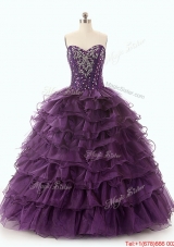Beautiful Dark Purple Quinceanera Dresses with Ruffled Layers