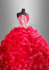 Fashionable Red Quinceanera Dresses with Beading and Ruffles