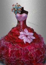 Fashionable Sweetheart Quinceanera Gowns in Wine Red