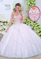 Luxurious Sweetheart Beading Quinceanera Dresses in White