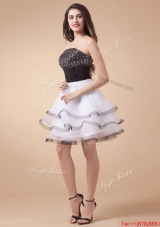 Beautiful Sequined White and Black Prom Dresses with Mini Length