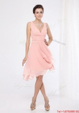Elegant V Neck Side Zipper Prom Dresses with Asymmetrical