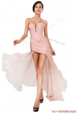 Luxurious Side Zipper Ruched Prom Dresses with Asymmetrical