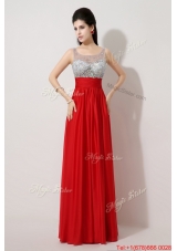 Fashionable Side Zipper Red Prom Dresses with Scoop