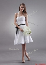 Latest White Strapless Sashes Prom Gowns with Knee Length