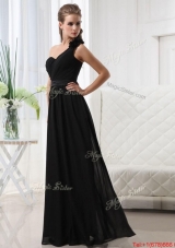 Modest Empire One Shoulder Prom Dresses with Belt