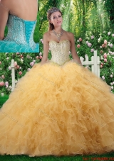 2016 Beautiful Ball Gown Sweetheart Quinceanera Dresses with Beading in Champagne