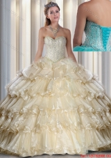 2016 Elegant Sweetheart Beading and Ruffled Layers Quinceanera Dresses