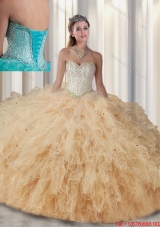 2016 Fashionable Sweetheart Beading Quinceanera Gowns in Champagne