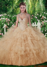 2016 Luxurious Beading Quinceanera Dresses in Champange