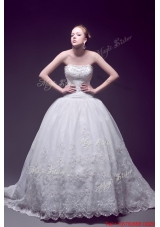 Great Custom Made Ball Gown Strapless Wedding Dresses with Appliques