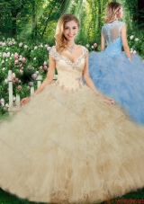 Luxurious Ball Gown Beading Quinceanera Dresses with Cap Sleeves