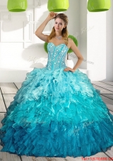 2015 Sweetheart Multi Color Elegant Quinceanera Dresses with Ruffles and Beading