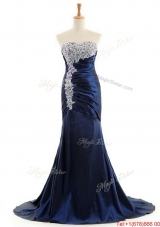 Beautiful Mermaid Royal Blue Prom Dresses with Brush Train