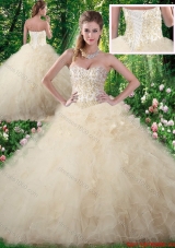 Elegant Champagne Sweet 16 Dresses with Beading and Ruffles