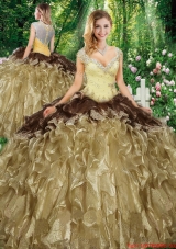 Elegant Straps Sweet 16 Gowns with Beading and Ruffles