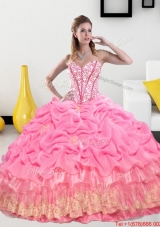 New Style Sweetheart 2015 Quinceanera Gown with Pick Ups and Beading