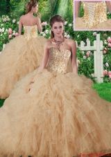 New Style Sweetheart Champagne Quinceanera Gowns with Beading and Ruffles