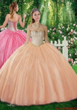 Simple Ball Gown Sweetheart Beading Champagne Sweet 16 Dresses