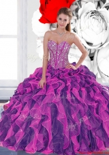 2015 Elegant Beading and Ruffled Layers Quinceanera Dresses in Multi Color