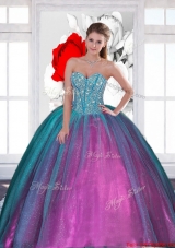 2015 Multi Colored Sweetheart Quinceanera Dresses with Beading