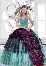 2015 Multi Colored Sweetheart Quinceanera Gown with Pick Ups and Ruffles