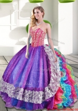 Designer Sweetheart Beading and Ruffles 2015 Quinceanera Dresses in Multi Color