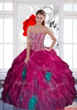 Designer Sweetheart Beading Multi Color 2015 Quinceanera Dress with Ruffles