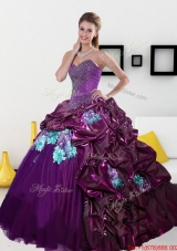2015 MultiColored Sweetheart Quinceanera Dresses with Pick Ups and Appliques