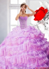 Artistic Strapless Appliques and Ruffles 2015 Sweet Fifteen Dress in Lilac