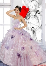 Beading and Appliques 2015 Multi Colored Quinceanera Dresses with Brush Train
